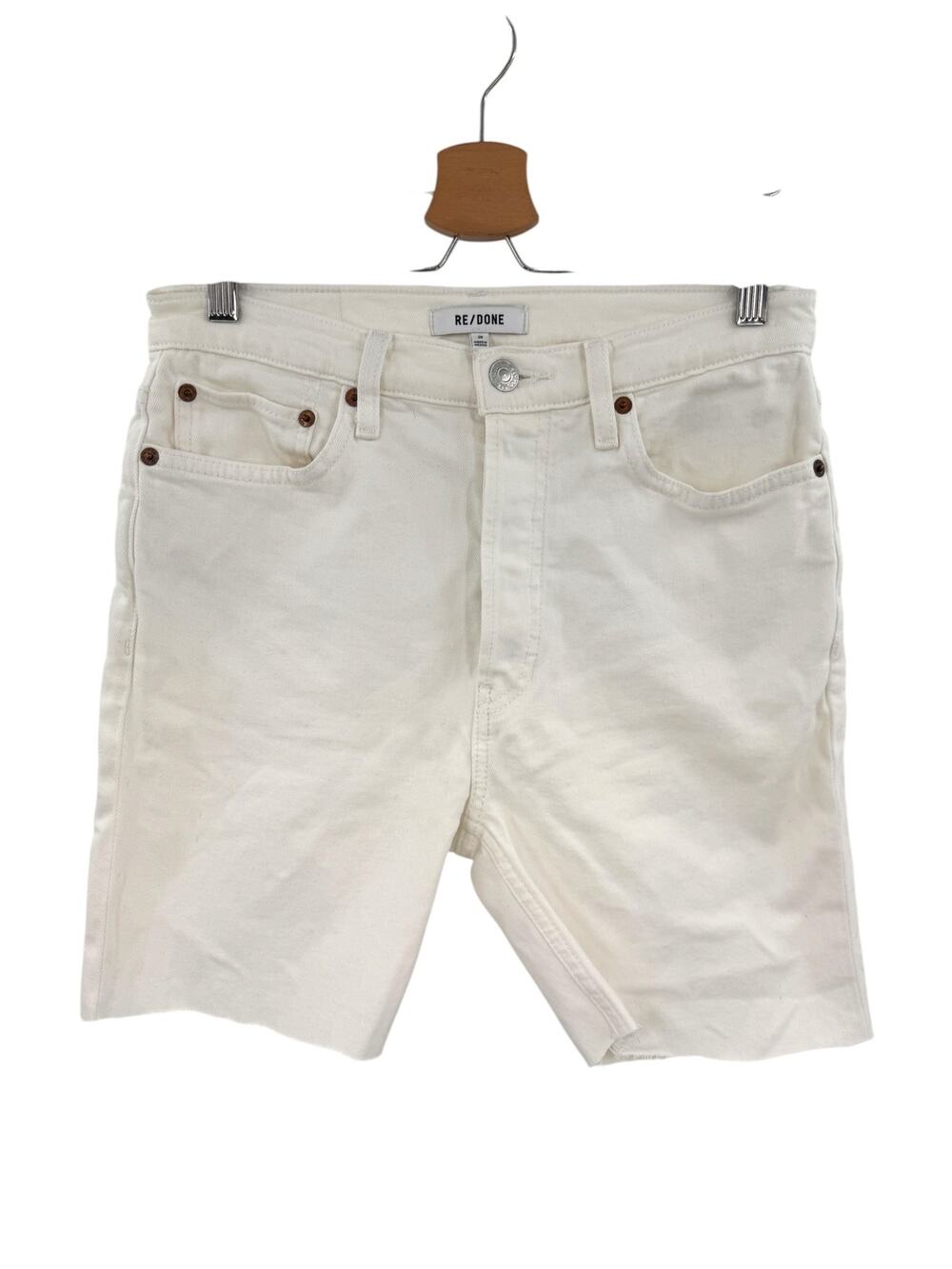 RE/DONE 90s High Rise Cutoff Bermuda Denim Shorts White Size 28